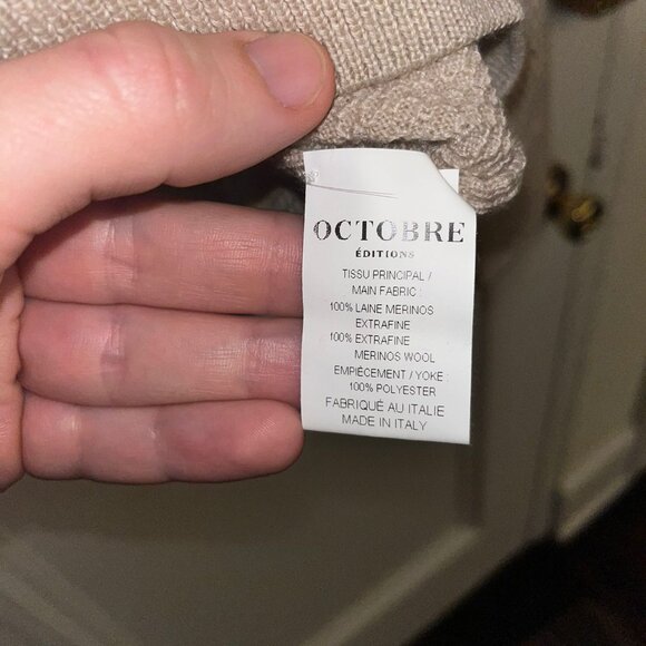 Men's Octobre Editions beige (tan) wool sweater size L - Picture 3 of 5